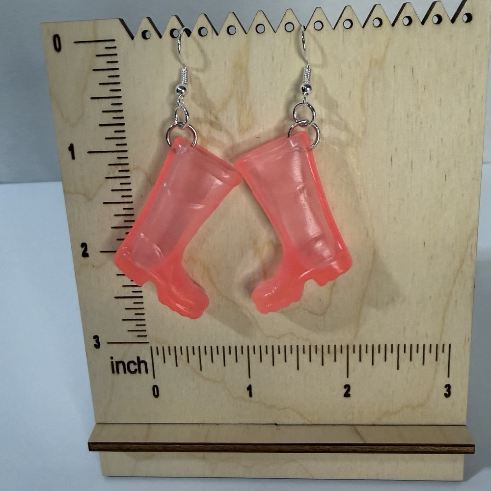 Garden Rain Boot Dangle Earrings Cute Spring Jewelry Gift Pink